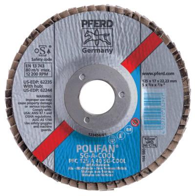 Pferd Type 29 POLIFAN SG Flap Discs, 5", 40 Grit, 7/8 Arbor, Aluminum Oxide A-Cool, 62235