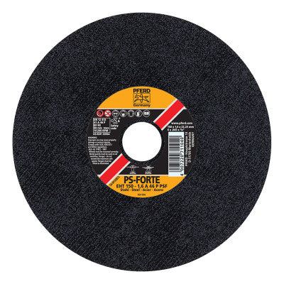 Pferd A-PSF Thin Cut-Off Wheel, Type 1, 6 in Dia, .045 in Thick, 46 Grit Alum. Oxide, 69964