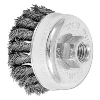 Pferd Mini Knot Cup Brush, 2 3/4 in Dia., 5/8-11 Arbor, .014 in Carbon Steel Wire, 82219