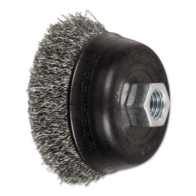 Pferd Mini Crimped Cup Brush, 3 1/2 in Dia., 5/8-11 Arbor, .014 Stainless Steel Wire, 82359