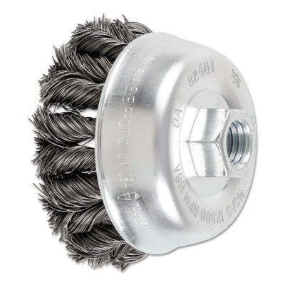 Advance Brush COMBITWIST Knot Wire Cup Brush, 3 1/2 in Dia., .014 in Carbon Steel Wire, 82401