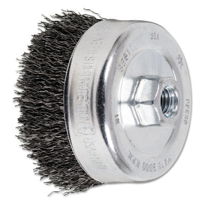Advance Brush Crimped Cup Brush, 4 in Dia., 5/8-11 Arbor, 0.02 in Steel Wire, 82511
