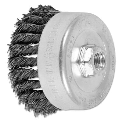 Advance Brush Standard Twist Single Row Cup Brush, 4 in dia, 5/8 in-11 Arbor, 0.023 Carbon Steel Wire, 82523