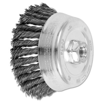 Advance Brush Standard Twist Single Row Cup Brush, 5 in Dia., 5/8-11 Arbor, .023 Carbon Steel, 82529