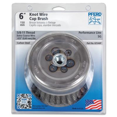 Pferd Mini Crimped Cup Brush, 6 in Dia., 5/8-11 Arbor, .023 in Carbon Steel Wire, 82546P