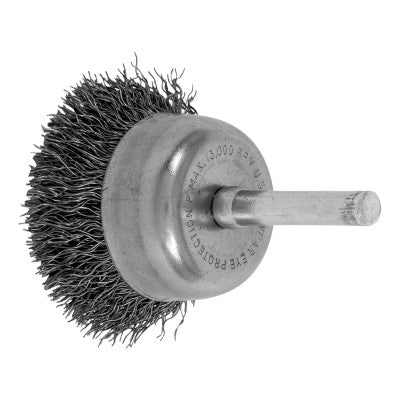 Advance Brush Stem Mounted Cup Brushes, 2 1/2 in Dia., 0.012 in, Carbon Steel Wire, 82830