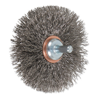 Advance Brush Mounted Crimped Wheel Brushes, Stainless Steel, 20,000 rpm, 3" x 0.014", 82913