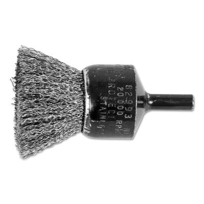 Advance Brush Stem Mounted End Brushes, Stainless Steel, 1 in Dia, 0.010 in, 20,000 rpm, 83097