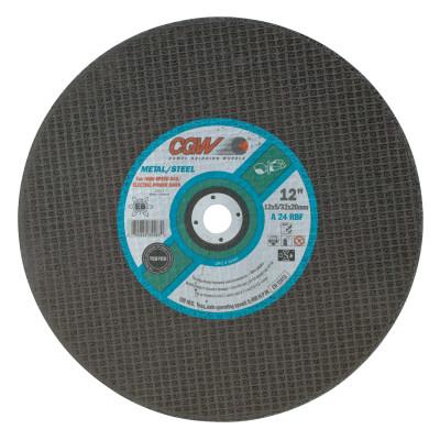 CGW Abrasives Cut-Off Wheel, Gas Saws, 12 in Dia, 5/32 in Thick, Grade R, 24 Grit, Alum. Oxide, 35587