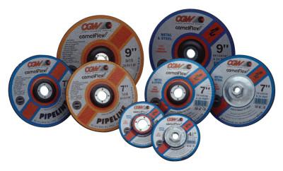 CGW Abrasives Depressed Center Wheel, 6 in Dia, 1/8 in Thick, 7/8 in Arbor, 24 Grit, Zirconia, 45203