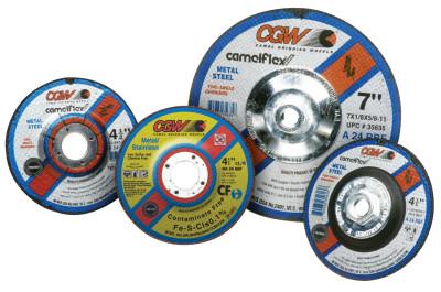 CGW Abrasives Depressed Center Wheel, Type 27, 9 in Dia, 1/8 in Thick, Hardness R, 24 Grit, 35648