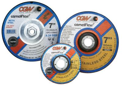 CGW Abrasives Depressed Center Wheel, 7 in Dia, 1/4 in Thick, 7/8 in Arbor, Hardness Grade N, 35642