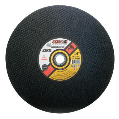 CGW Abrasives Type 1 Cut-Off Wheel, 14 in Dia, 3/32 in Thick, 1 in Arbor,24 Grit, Zirconia Alum. Oxide, 36125