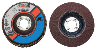CGW Abrasives Flap Discs, A3 Aluminum Oxide, Regular, 4 in, 80 Grit, 5/8 in Arbor, 15,300 rpm, 39205