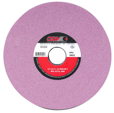 CGW Abrasives Pink Surface Grinding Wheels,, 8 X 1/2, 1 1/4" Arbor, 46, J, 58021