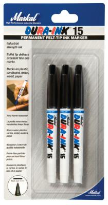 Markal® Dura-Ink 15 Markers, Black, 1/16 in, Felt, 96098