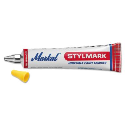 Markal® Dura-Ball Paint Tube Markers, Yellow, 1/8 in, Metal Ball Point, 96653