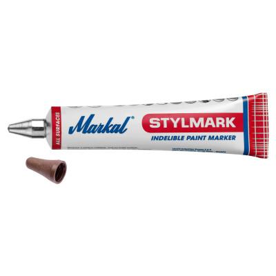 Markal® Stylmark Tube Markers, 3/16 in Tip, Metal Ball Tip, Brown, 96685
