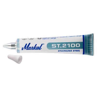 Markal® ST 2100 Tube Markers, 2 mm Tip, Metal Ball Tip, White, 97150