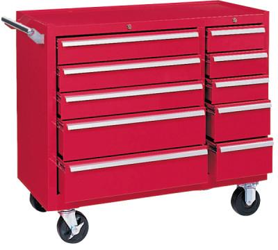 Kennedy Maintenance Cart, 39-3/8 in w x 18 in d x 35 in h, 10 Drawers, Ball-Bearing, Smooth Red, 310XR