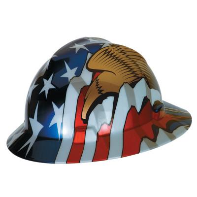MSA Freedom Series V-Gard Helmets, Fas-Trac III, 6 1/2 - 8, American Flag w/2 Eagles, 10071159