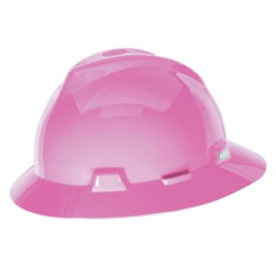 MSA V-Gard Protective Full Brim Hat, Fas-Trac III, 6 1/2 - 8, Hot Pink, 10156373