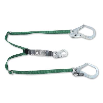MSA V-Series Stretch Twin-Leg Energy Absorbing Lanyard, 310 lb, 6 ft, Sm Snap Hooks, 10193553