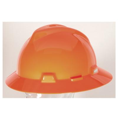 MSA V-Gard Full Brim Hard Hats, 4 Point, Cap, Orange, 489360