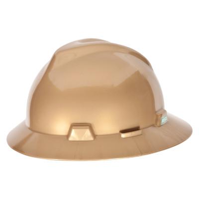 MSA V-Gard Full Brim Hard Hats, 4 Point, Cap, Gold, 814053