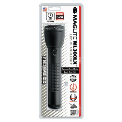 MAG-Lite?? ML300LXƒ?› Series LED Flashlight, 2 D, Matte Black, 524 Lumens, ML300LX-S2CC6