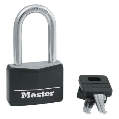 Master Lock® Covered Solid Body Padlock, 1/4 in Diam., 1 1/2 in L x 13/16 in W, Black, 141DLF