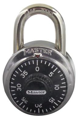 Master Lock No. 1500 Combination Padlocks, 9/32 in Diam., 2 in L X 13/16 in W, 1500LH