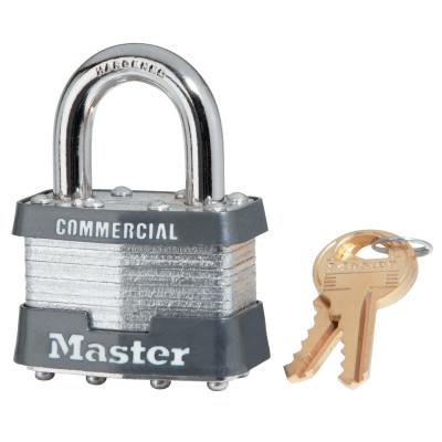 Master Lock Laminated Padlocks Keyed Alike Key Code 0303, 5/16 in Dia.,3/4 in W, Silver, 1KA-0303