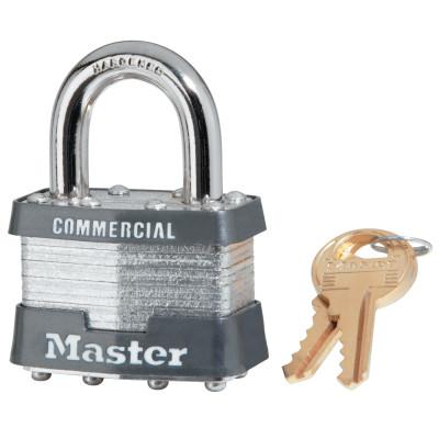 Master Lock Laminated Padlocks Keyed Alike Key Code 2001, 5/16 in Diam., 3/4 in W, Silver, 1KA-2001