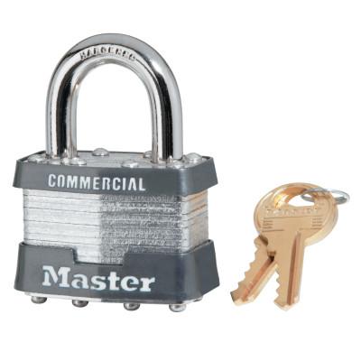 Master Lock Laminated Padlocks Alike Key Code 3357,  5/16 in Diam., 3/4 in W, Chrome/Gray, 1KA-3357