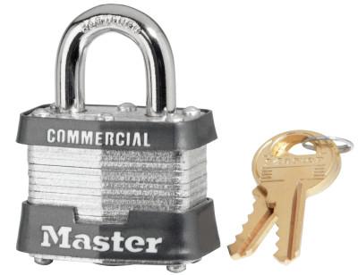 Master Lock No. 3 Laminated Steel Pin Tumbler Padlocks, 9/32 "Dia, 2"L X 5/8"W, Silver/Black, 3DLH