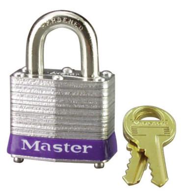 Master Lock No. 3 Laminated Steel Pin Tumbler Padlocks,9/32" Dia, 3/4"L X 5/8"W, Silver/Blue, 3D