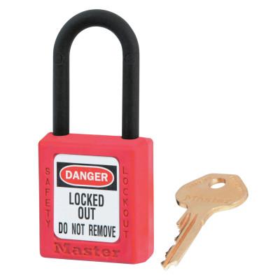 Master Lock Dielectric Zenex Thermoplastic Safety Padlock, 1/4" Dia., 1 1/2 L x 25/32"W, Red, 406RED