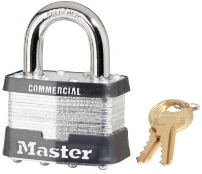 Master Lock No. 5 Laminated Steel Pin Tumbler Padlocks, 3/8"Dia, 1"L X 15/16"W, Silver/Black, 5DCOM