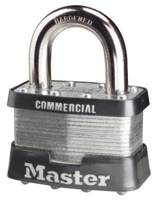 Master Lock No. 5 Laminated Steel Pin Tumbler Padlocks, 3/8" Dia, 1"L X 15/16"W, Silver/Blue, 5D