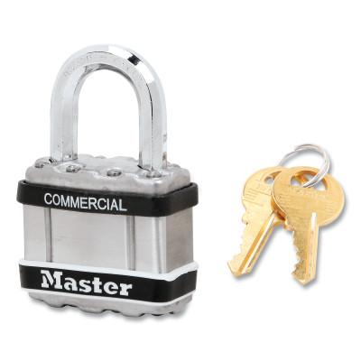 Master Lock® Wide Commercial Magnum Laminated Steel Padlock, Alike-Keyed, No 2396, 1 in Shackle Height, 1-3/4 in Body Width, Silver, M1KASTS-2396