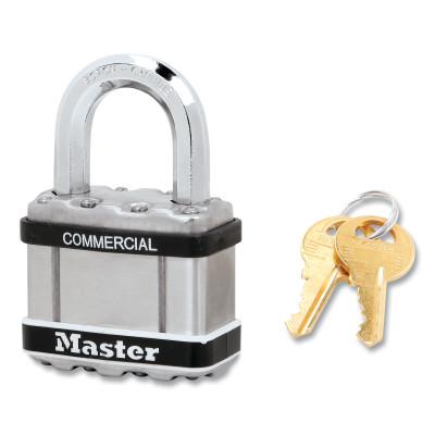 Master Lock® Wide Commercial Magnum Laminated Steel Padlock, Alike-Keyed, No A112, 1 in Shackle Height, 2 in Body Width, Silver, M5KASTS-A112