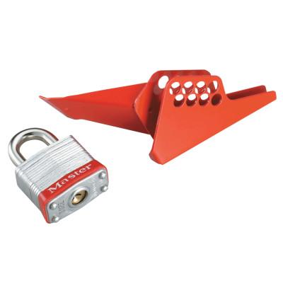 Master Lock Handle-On Ball Valve Lockouts, 1/4-1 in Valve, Red, S3476