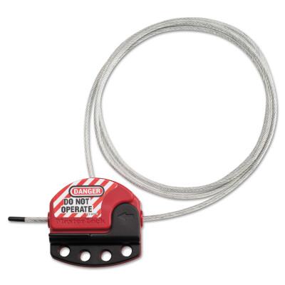 Master Lock Adjustable Cable Lockouts, 6 ft, Red, S806