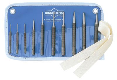 Mayhew™ 10 Pc. Knurled Punch Kits, Round; Pointed, English, Pouch, 62010