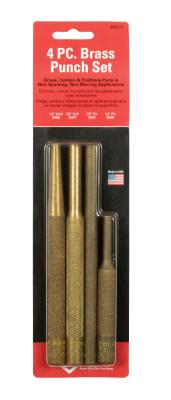 Mayhewƒ?› Punch Sets, 4 pc, 3/8 in Drift, 1/4 in Solid, 1/4 in Pin, 3/8 in Pin, Brass, 62277