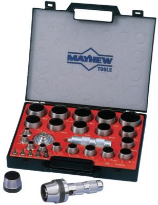 Mayhew™ 27 Piece Hollow Punch Tool Kits, Round, English, Case; Handle; Mandrin, 66002