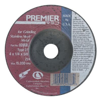 Carborundum Depressed Center Wheel, 4 in Dia, 1/4 in Thick, 5/8 in Arbor, 24 Grit, 05539502868