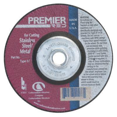 Carborundum Premier Red Abrasive Wheels for Light Grinding/Cutting, 4 1/2in Dia, 5/8in Arbor, 05539504702