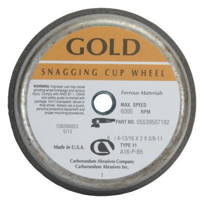 Carborundum Flaring Cup Wheel, 6 in Dia, 2 in Thick, 16 Grit Alumina Oxide, 05539507182